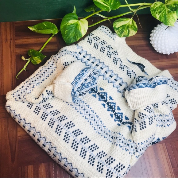 vtg vsco blue nordic oversized boyfriend sweater - Picture 3 of 8